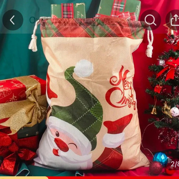 Christmas Santa Claus Print Drawstring Gift Bag - New in package - Picture 1 of 3